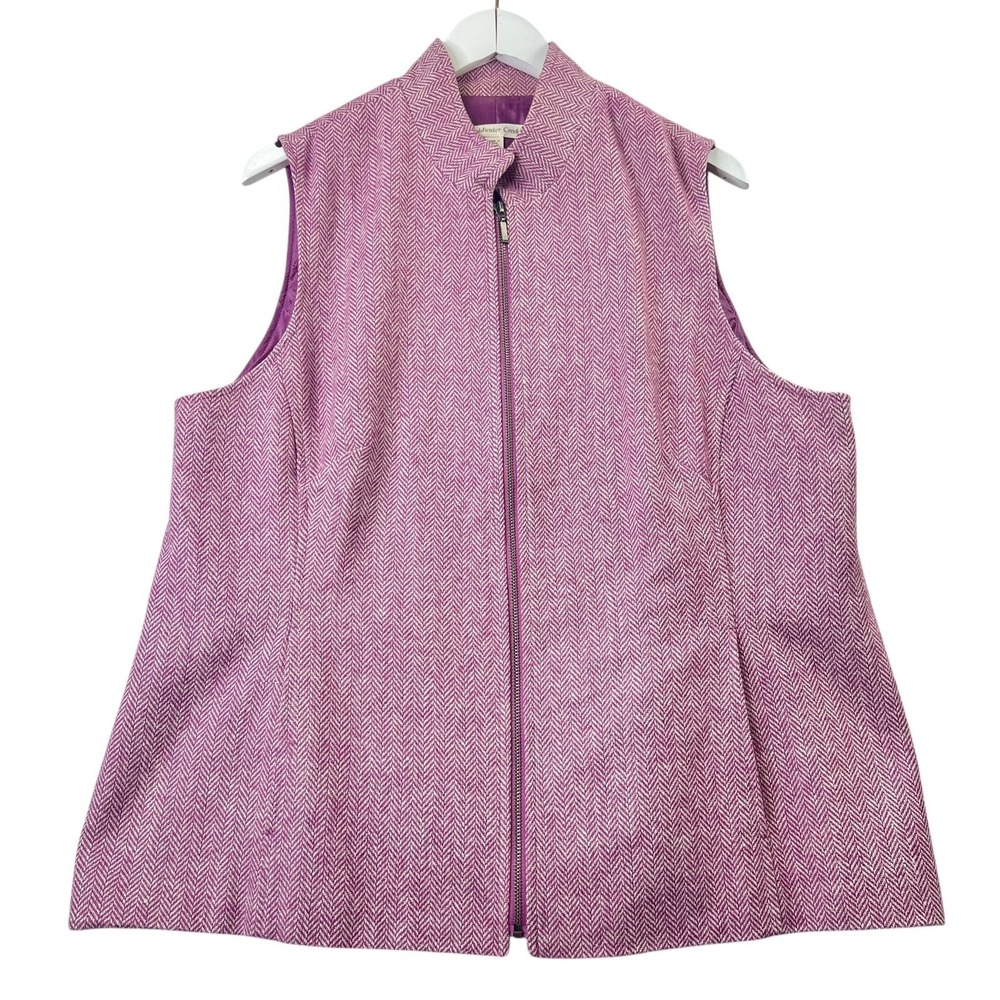 Coldwater Creek Vest‎ Wool Blend Herringbone Zip Front  Purple Womens W20